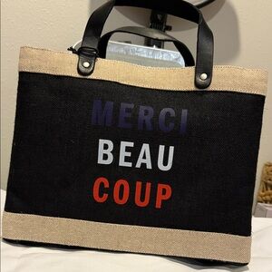 Apolis Merci Beaucoup Black and Tan Tote Bag